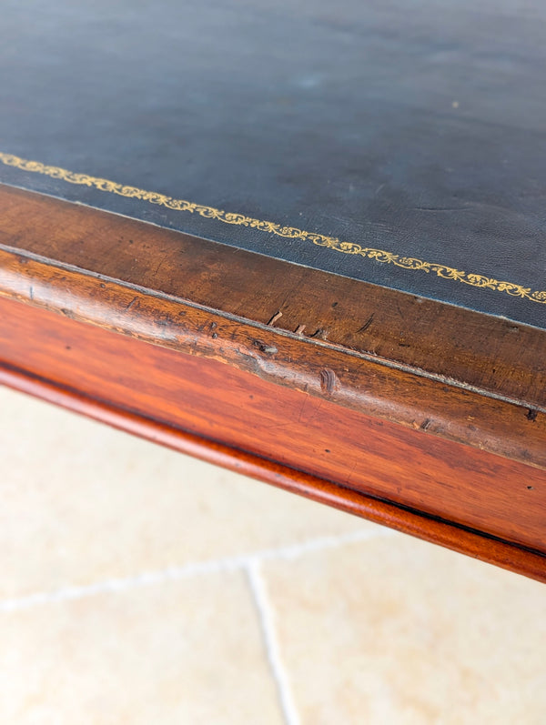 Antique Early Victorian Mahogany Library Table with Leather Top c.1850