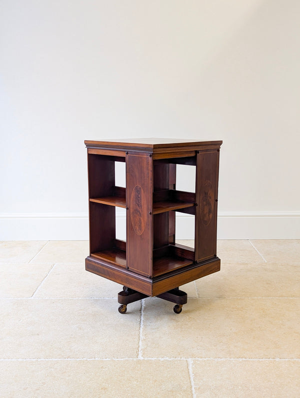 Antique Edwardian Inlaid Mahogany Revolving Bookcase c.1910