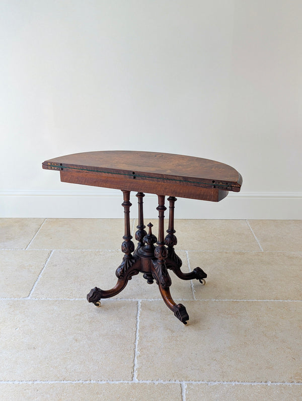 Antique Victorian Burr Walnut Card Table c.1870