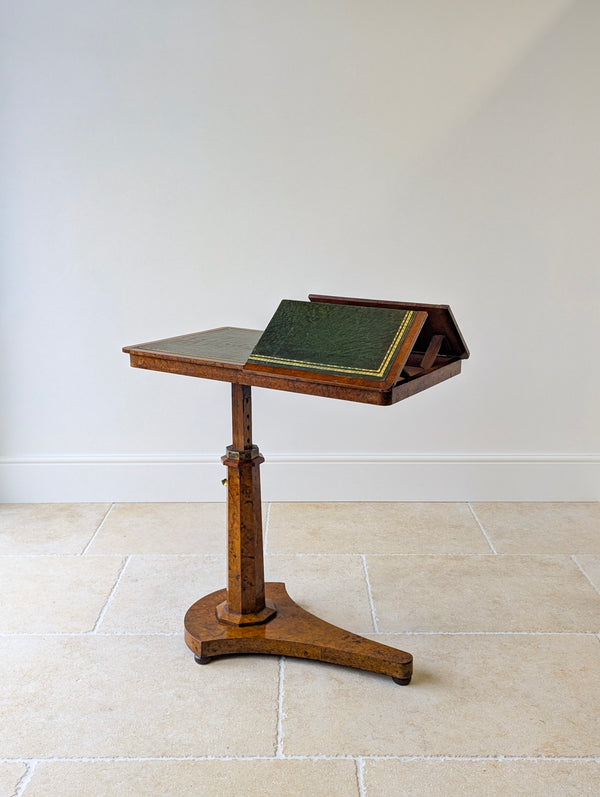 Antique George IV Burr Elm Adjustable Library Reading Table c.1830