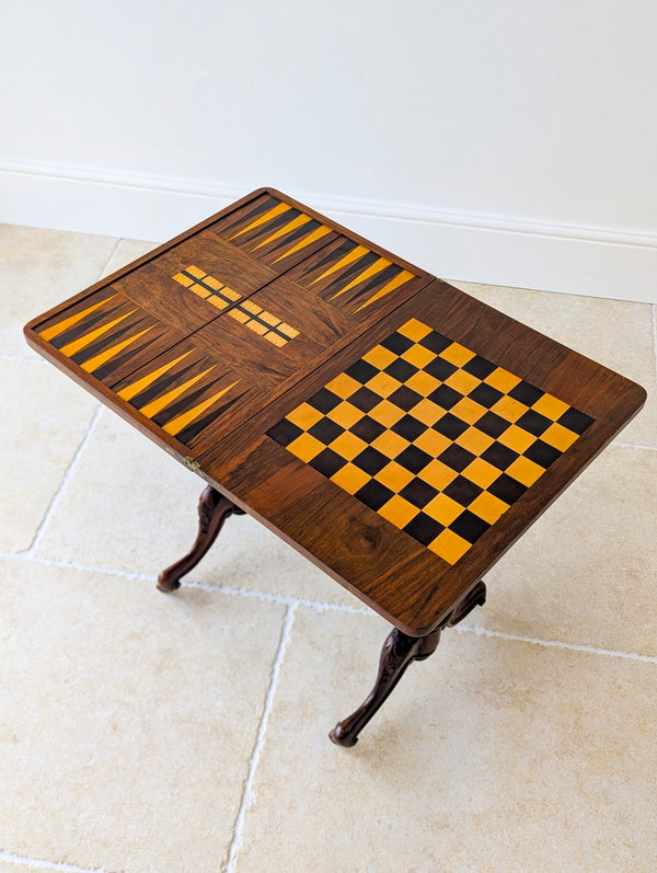 Antique Victorian Burr Walnut Work & Games Table c.1870