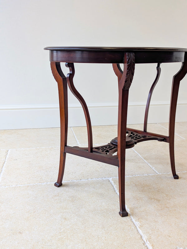 Antique Art Nouveau Mahogany Side Table with Shaped Top c.1900