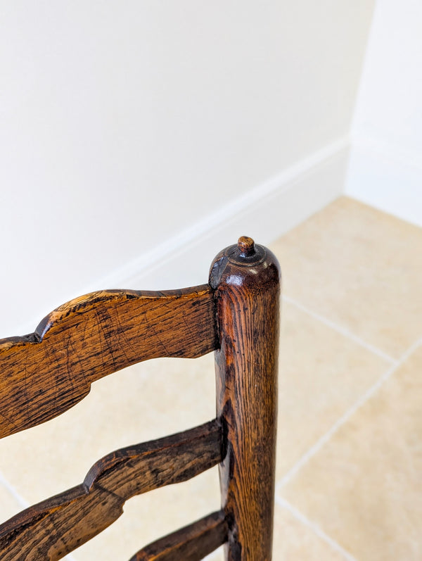 Set of Four Antique Georgian Oak Ladderback Dining Chairs c.1800