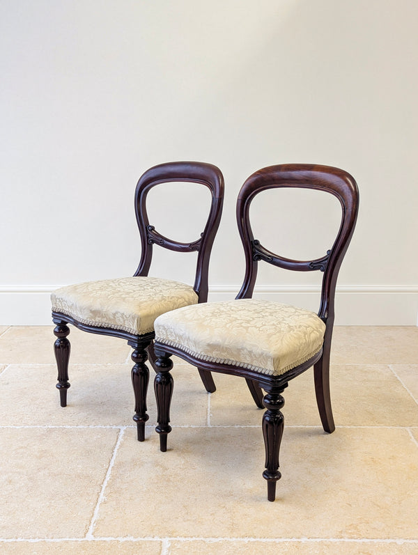 Set of Six Antique Victorian Mahogany Balloon Back Dining Chairs c.1860