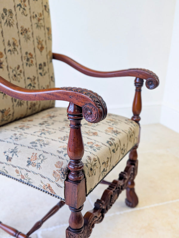 Pair of Antique Victorian Walnut Open Armchairs c.1890