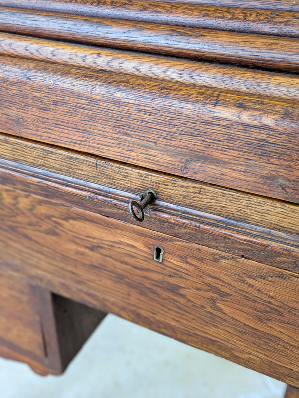 Antique Late Victorian Oak Roll Top Writing Desk c.1890