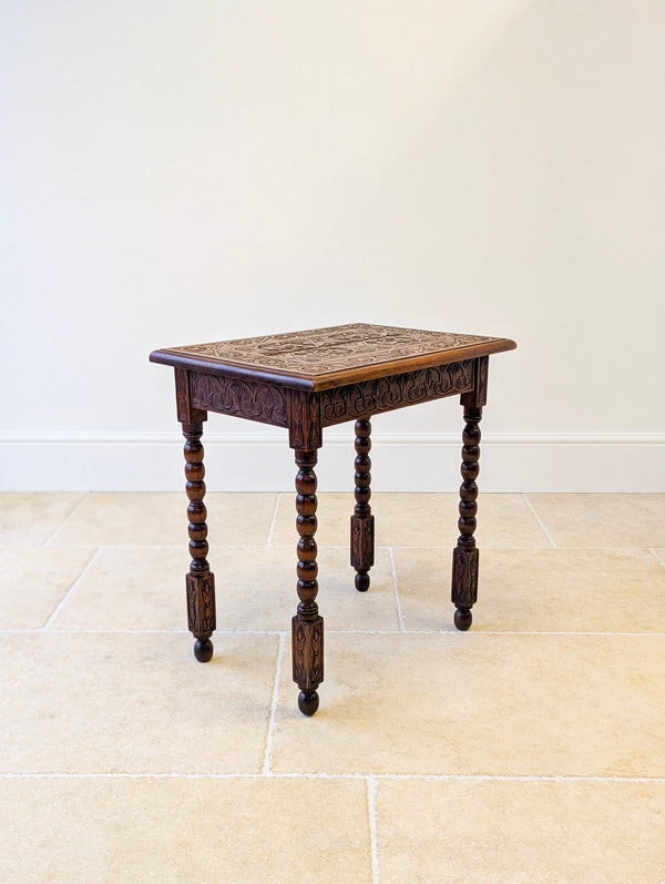 Antique Fruitwood Carved Side Table c.1900
