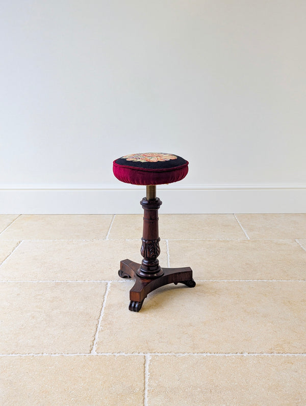 Antique William IV Rosewood Adjustable Piano Stool c.1830