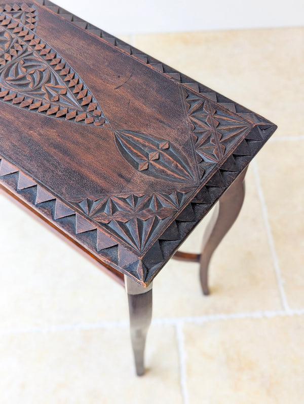 Antique Carved Oak Side Table c.1900