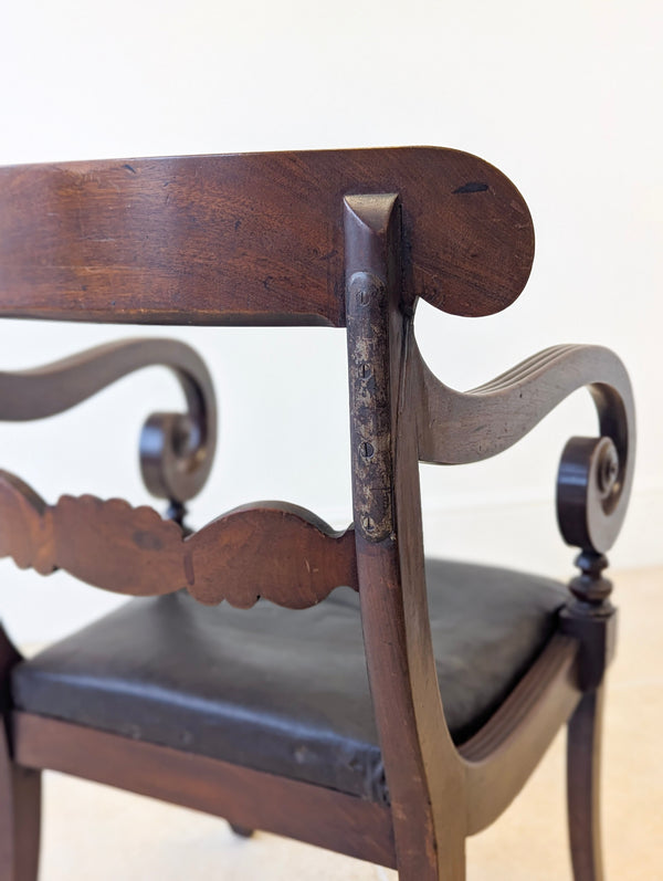 Antique Regency Mahogany Country House Library Armchair c.1820