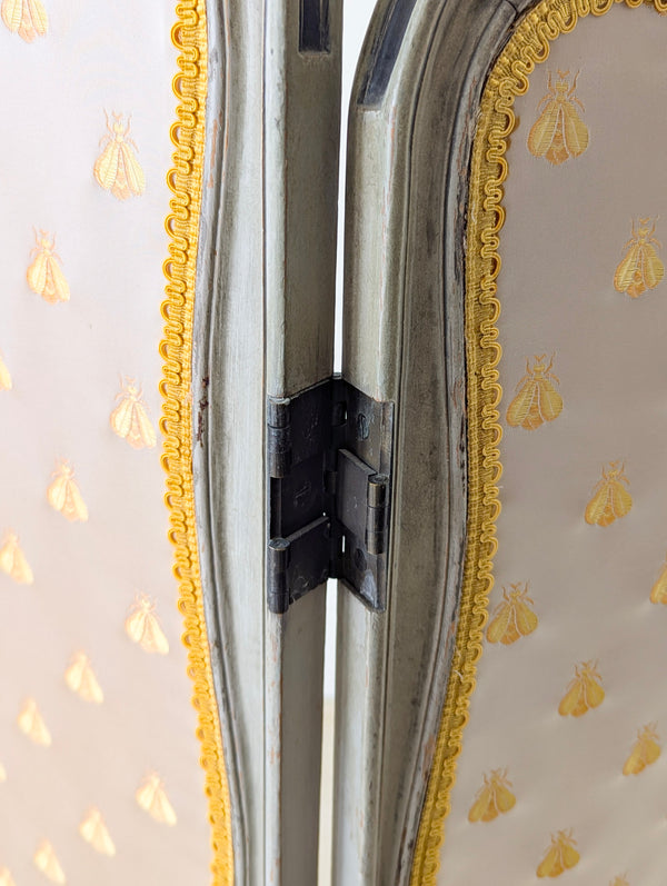 Antique Napoleon III Painted Three-Fold Room Screen c.1860