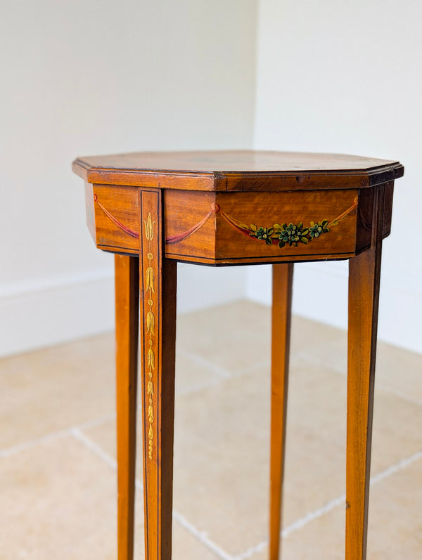 Antique Edwardian Satinwood Sheraton Revival Candle Stand c.1905