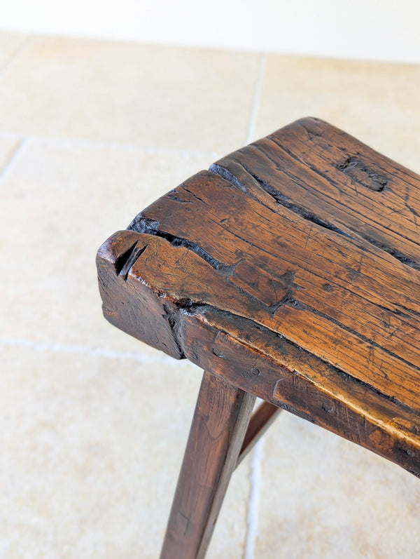 Antique Georgian Oak Vernacular Stool c.1750