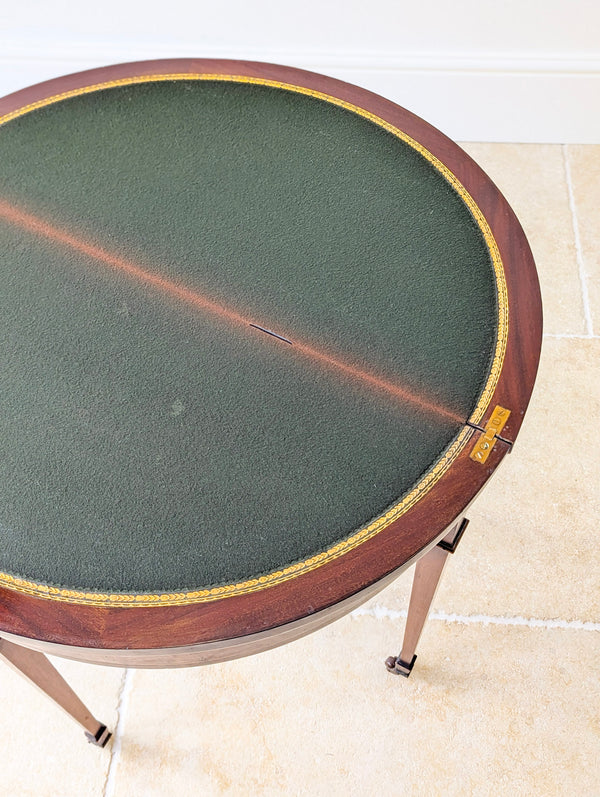 Antique Edwardian Mahogany Demilune Fold-Over Card Table c.1905