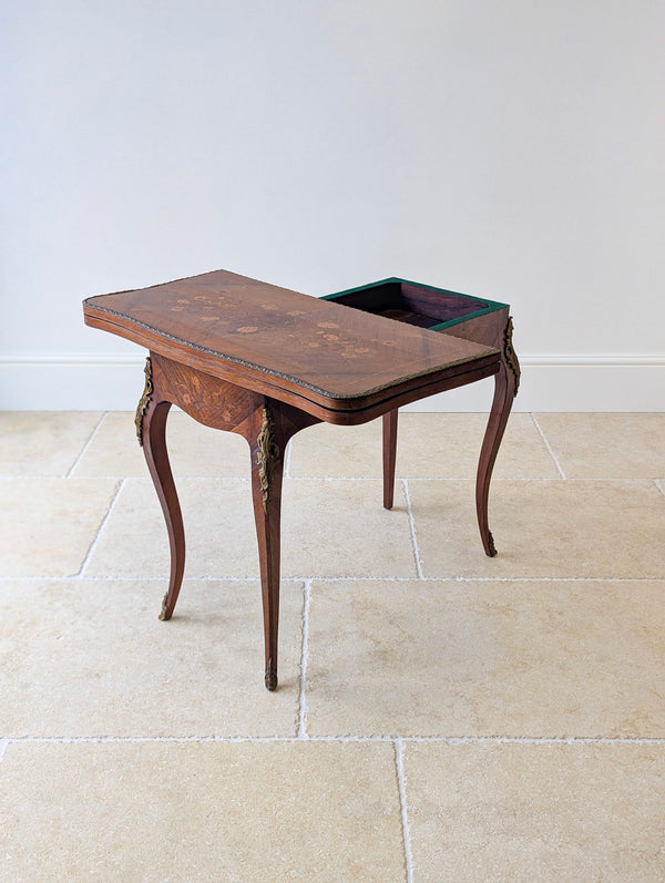 Antique Victorian Louis XV Style Kingwood Card Table c.1890