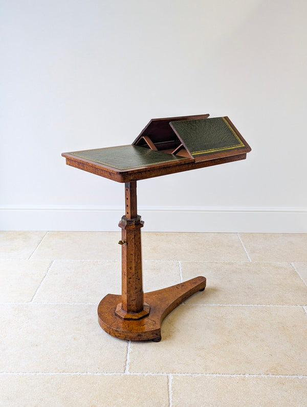 Antique George IV Burr Elm Adjustable Library Reading Table c.1830