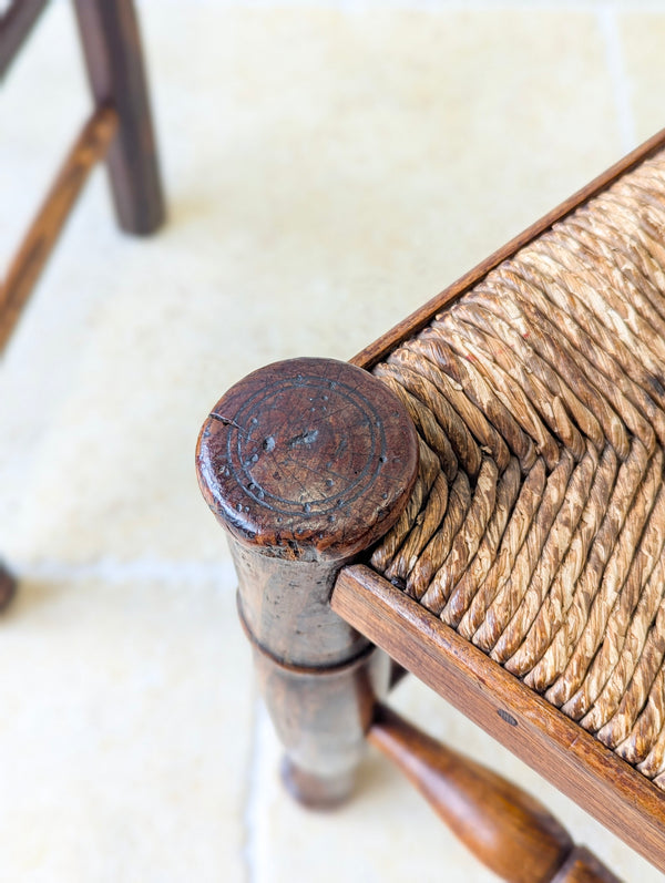 Set of Four Antique Georgian Oak Ladderback Dining Chairs c.1800