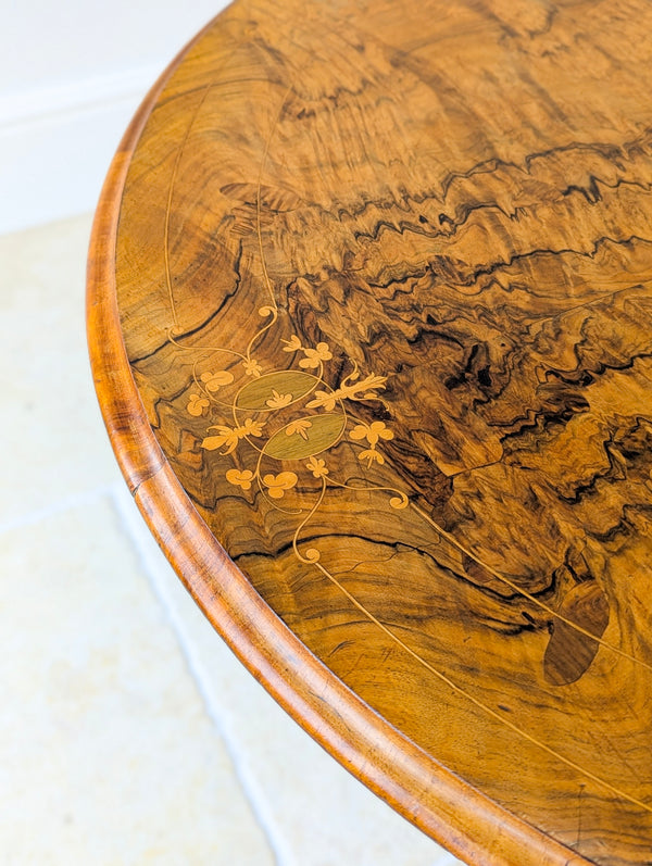 Antique Victorian Burr Walnut Tilt-Top Centre Table c.1860