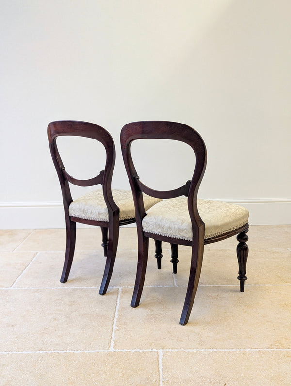Set of Six Antique Victorian Mahogany Balloon Back Dining Chairs c.1860