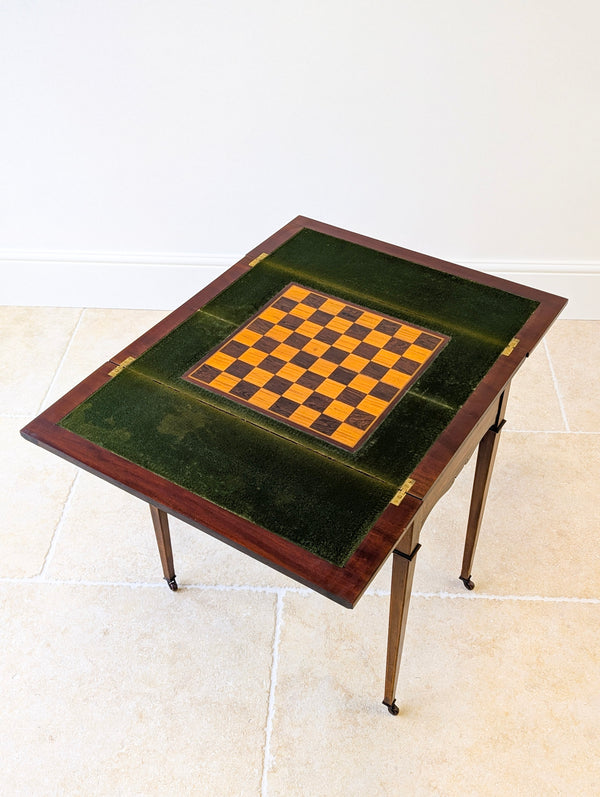 Antique Edwardian Mahogany Chess, Card & Games Table c.1910
