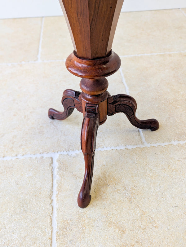 Antique Victorian Walnut Octagonal Sewing Table c.1860