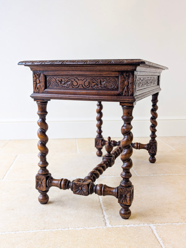 Antique Victorian Carved Oak Library Table c.1890