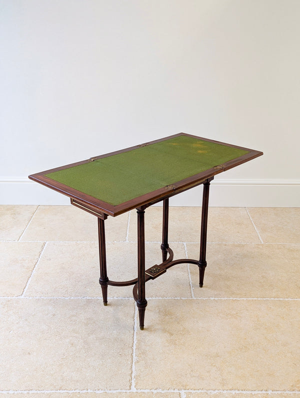 Antique Victorian Mahogany Triple-Top Folding Card Table c.1880