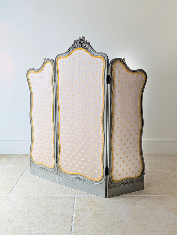 Antique Napoleon III Painted Three-Fold Room Screen c.1860