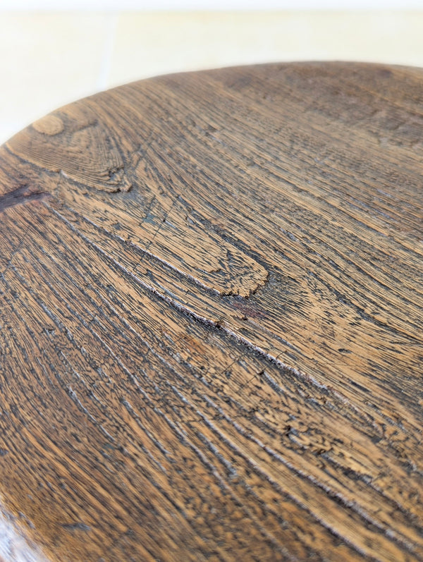 Antique Early Victorian Elm & Beech Country Stool c.1850