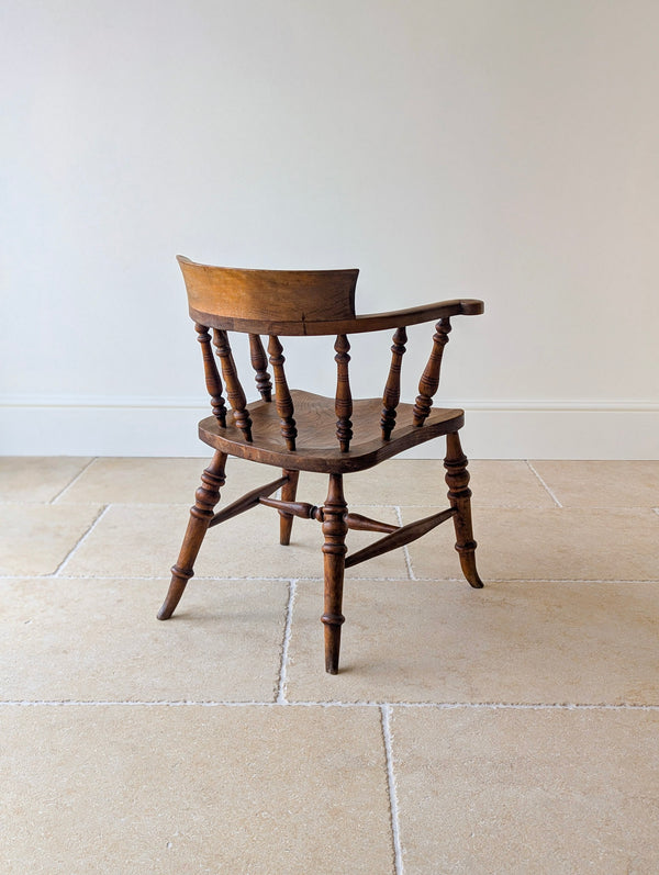 Antique Late Victorian Elm & Beech Captain's Desk Chair c.1880