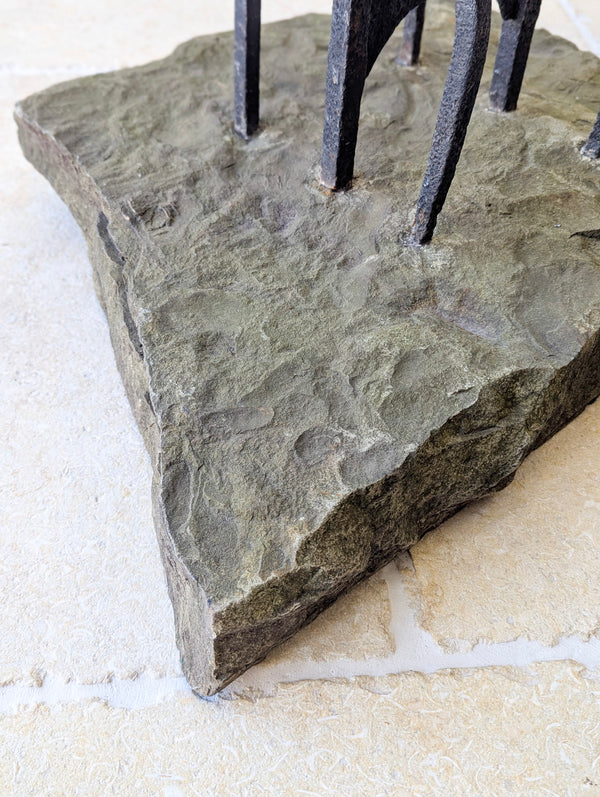 Antique Georgian Wrought Iron & Yorkstone Country House Boot Scraper c.1800
