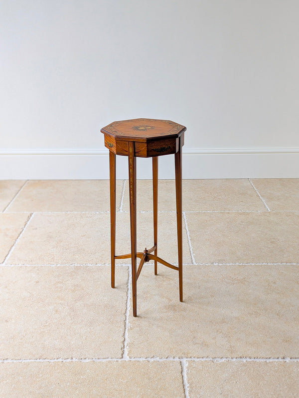 Antique Edwardian Satinwood Sheraton Revival Candle Stand c.1905