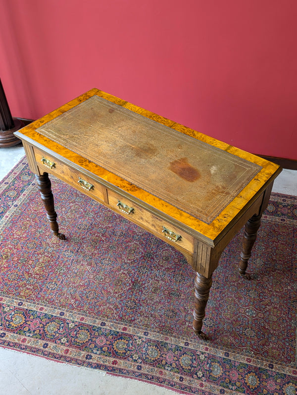 Antique Victorian Burr Walnut Desk / Library Table