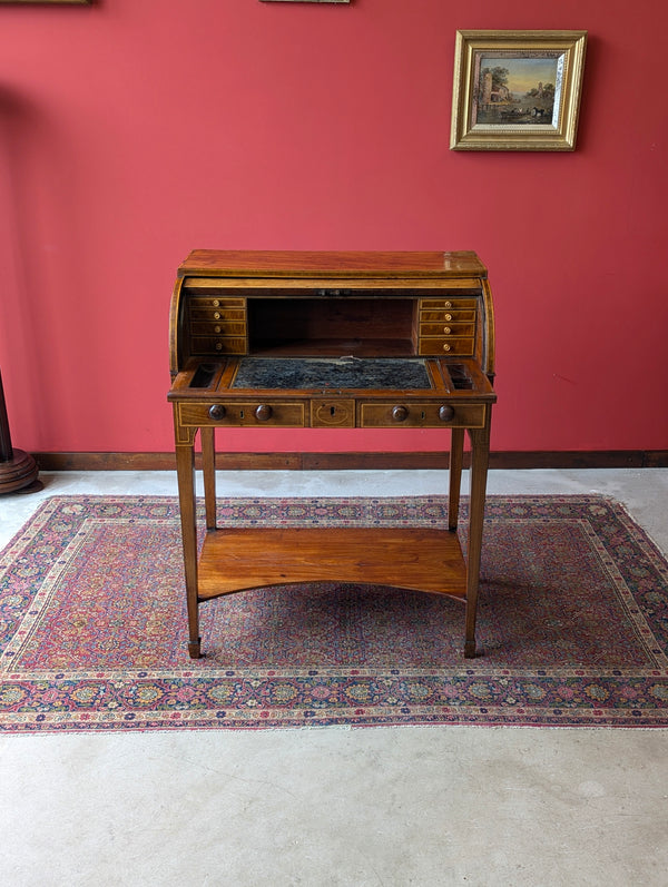 Antique Edwardian Mahogany Cylinder Writing Bureau Desk