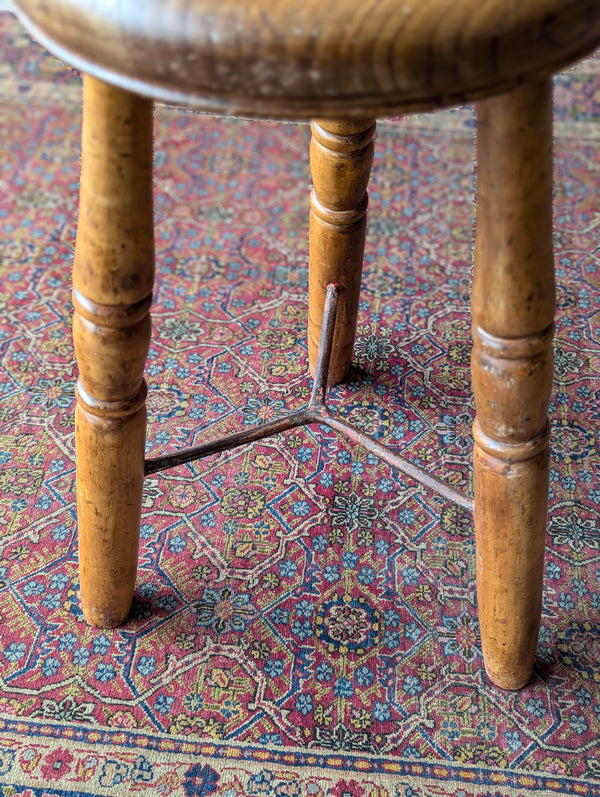 Antique Victorian Industrial Elm Stool