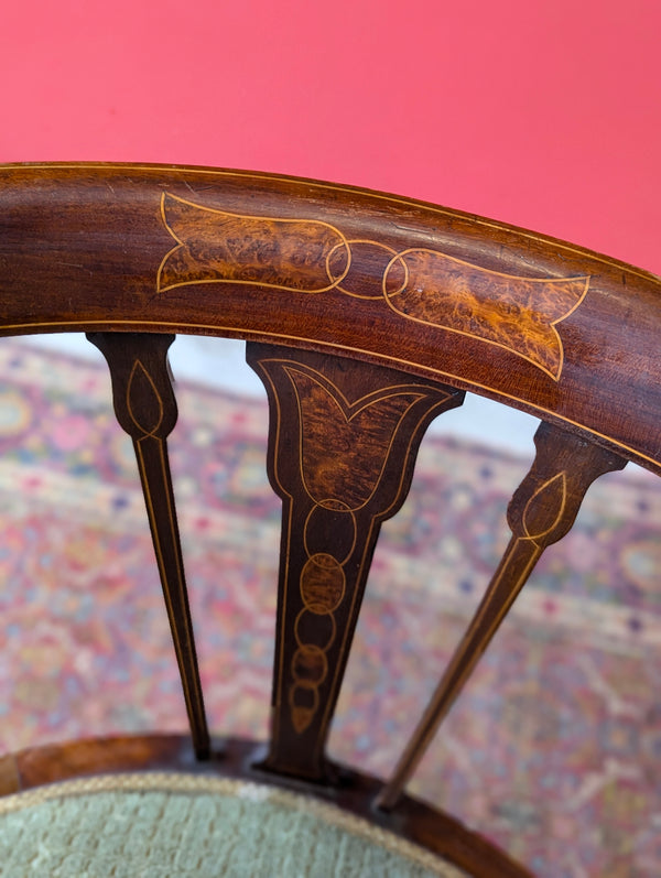 Antique Edwardian Inlaid Mahogany Desk Chair