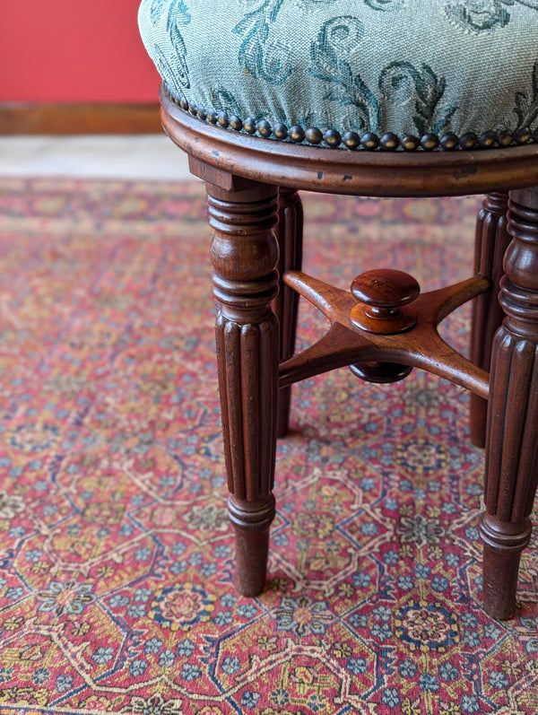 Antique Victorian Mahogany Circular Piano Stool