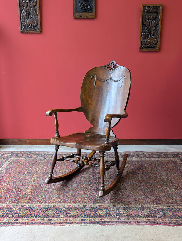 Antique Late 19th Century Biedermeier Birchwood Rocking Chair