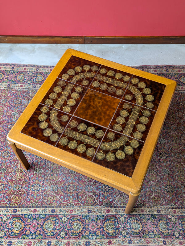 Mid Century Tile Top Square Teak Coffee Table