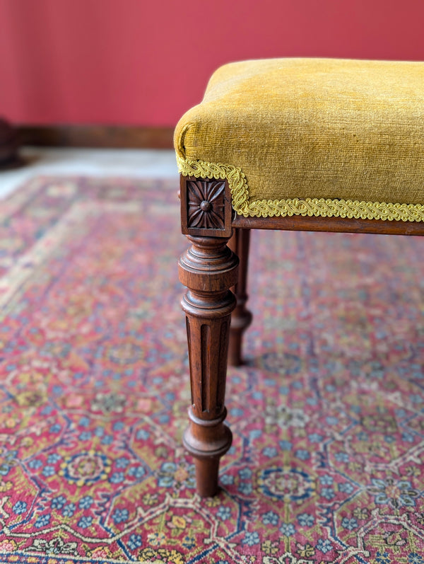 Antique Victorian Rosewood Upholstered Window Seat