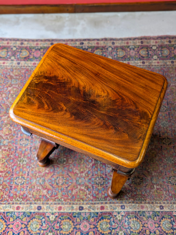 Antique Victorian Flame Mahogany Low Work Table