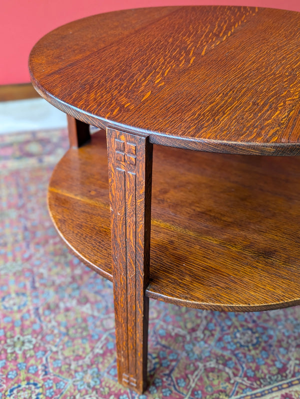 1930’s Art Deco Circular Two Tier Oak Coffee Table