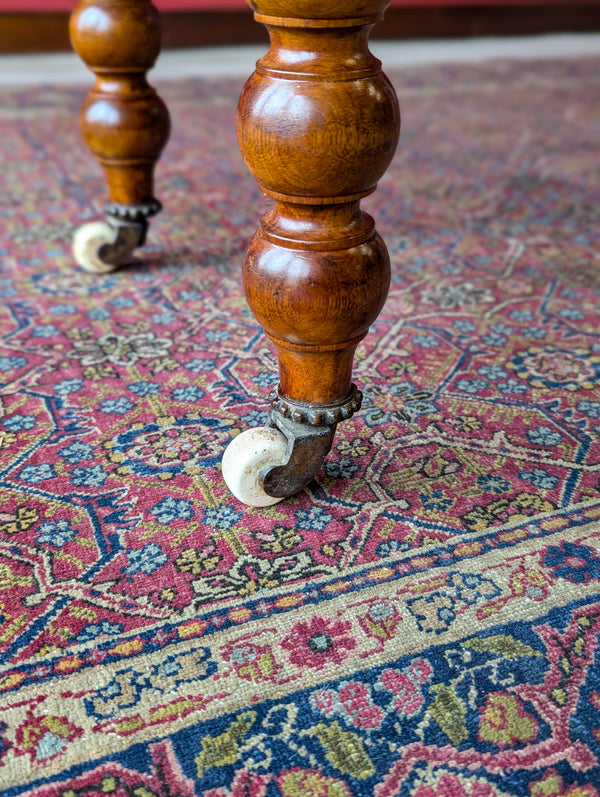 Antique 19th Century Beech Bobbin Side Table with Drawer