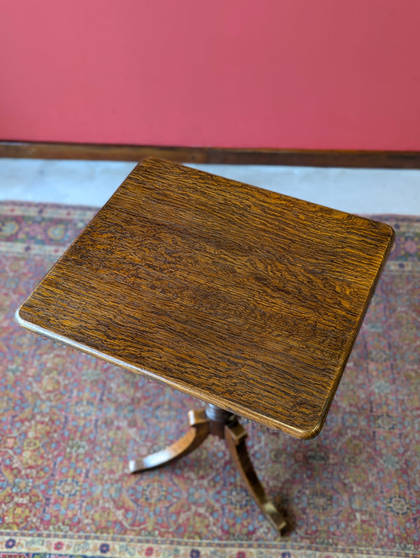 Antique 19th Century Oak Pedestal Tilt Top Wine Table