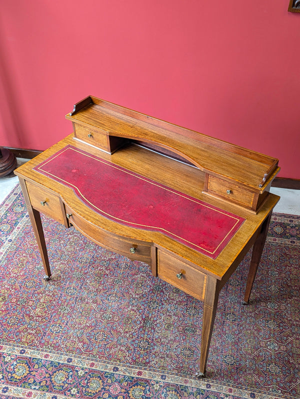 Antique Edwardian Mahogany Red Leather Writing Table Desk