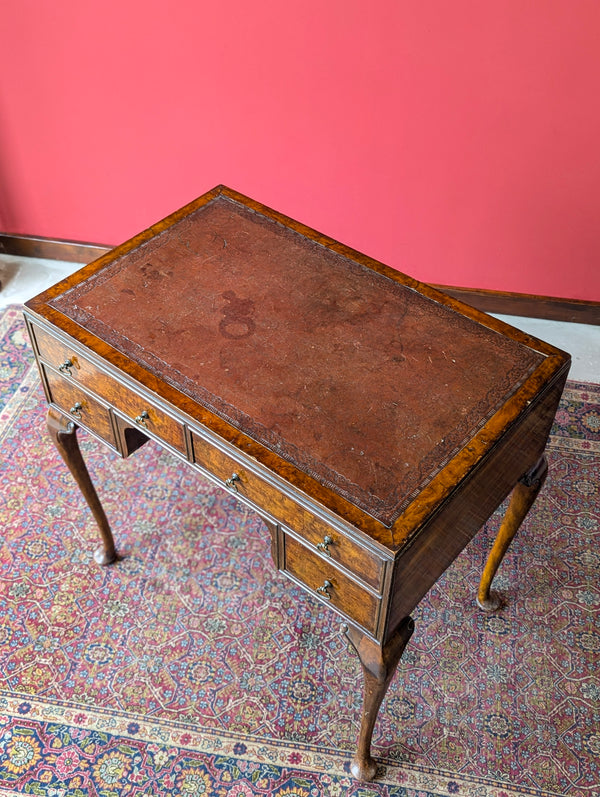 Antique Early 20th Century Burr Walnut Writing Table Desk