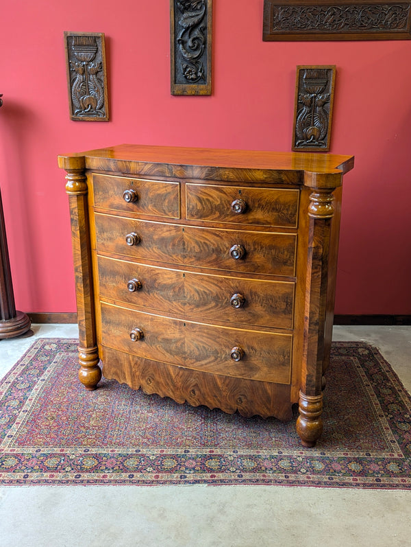 Antique Victorian Flame Mahogany Scotch Chest of Drawers