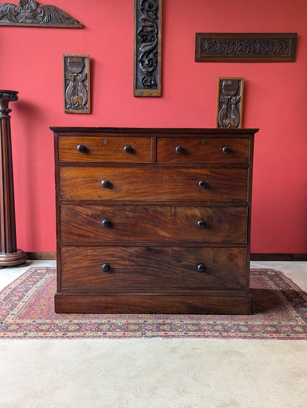 Antique Victorian Solid Mahogany Straight Front Chest of Drawers