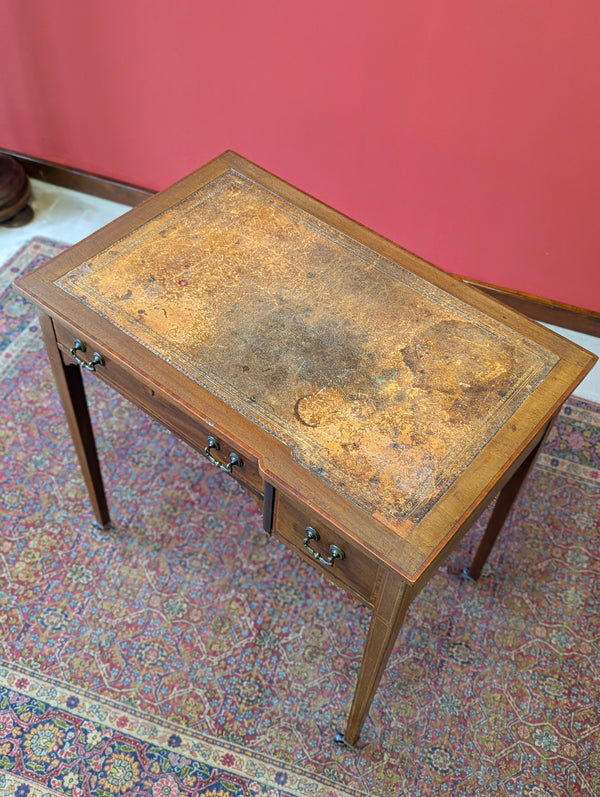 Antique Edwardian Mahogany Leather Topped Writing Desk