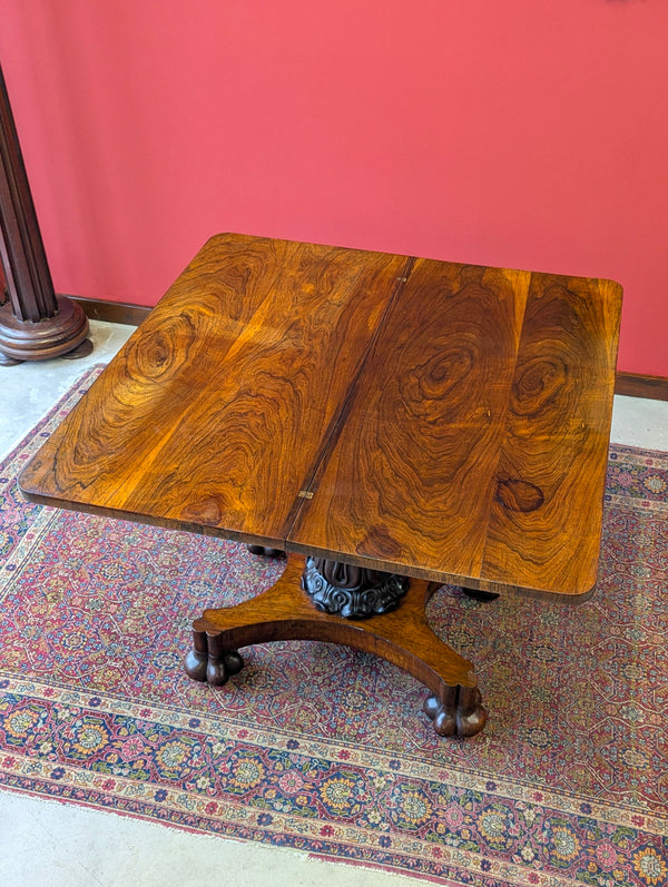 Antique Regency Rosewood Fold Over Tea Table